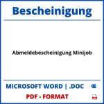 Abmeldebescheinigung Minijob WORD PDF