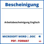 Arbeitsbescheinigung Englisch WORD PDF