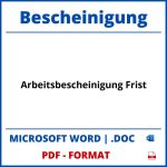 Arbeitsbescheinigung Frist WORD PDF