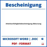 Arbeitsunfähigkeitsbescheinigung Abkürzung PDF WORD