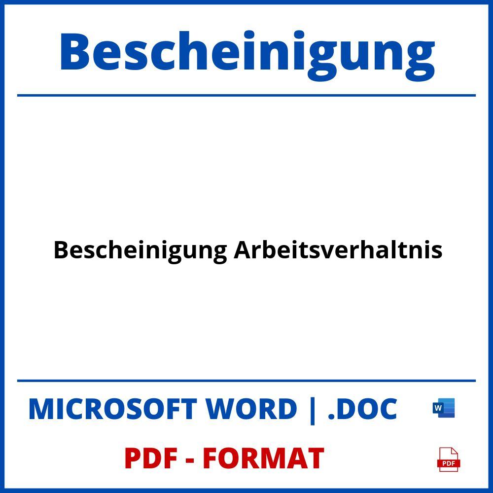 Bescheinigung Arbeitsverhältnis