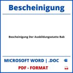 Bescheinigung Der Ausbildungsstätte Bab PDF WORD