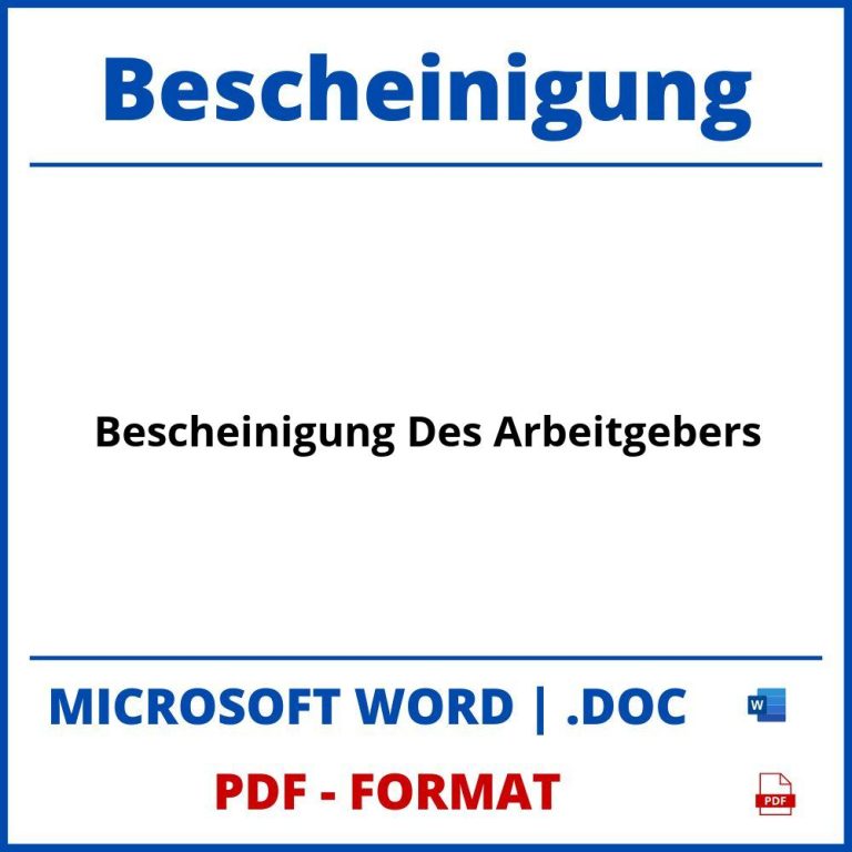 Bescheinigung Des Arbeitgebers Über Ein Arbeitsverhältnis WORD PDF