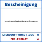 Bescheinigung Des Betriebsstättenfinanzamtes WORD PDF
