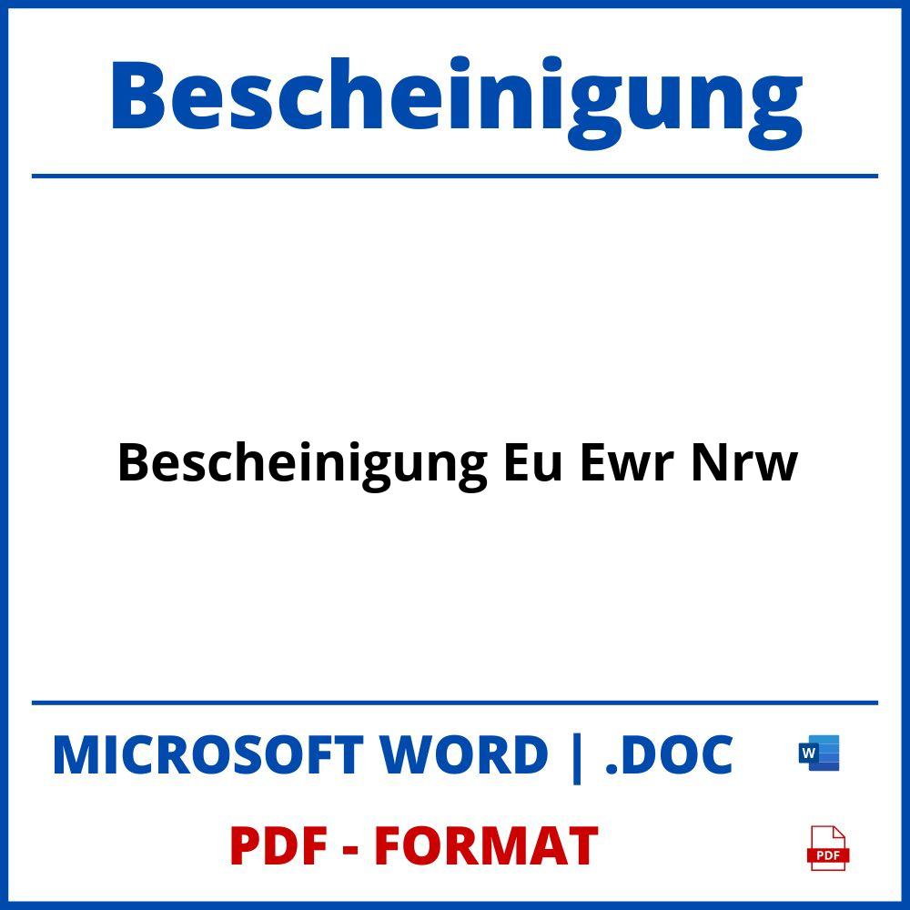 Bescheinigung Eu Ewr Nrw