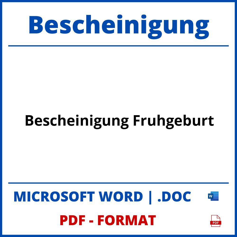 Bescheinigung Frühgeburt