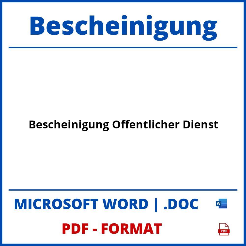 Bescheinigung ffentlicher Dienst WORD PDF Bescheinigung ffentlicher Dienst WORD PDF