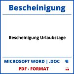 Bescheinigung Urlaubstage PDF WORD