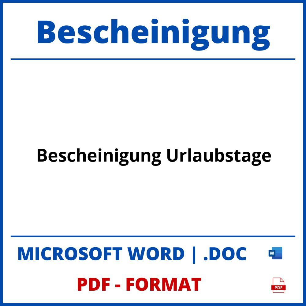 Bescheinigung Urlaubstage