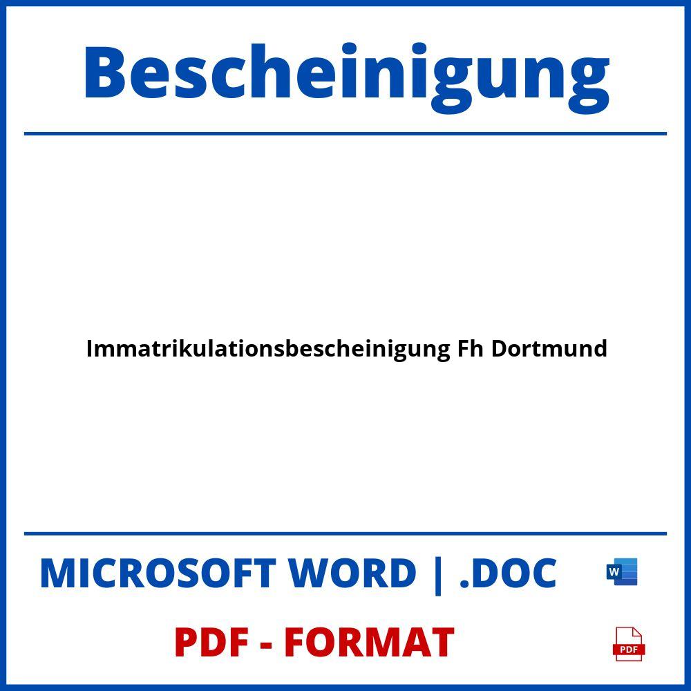 Immatrikulationsbescheinigung Fh Dortmund
