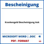 Krankengeld Bescheinigung Aok PDF WORD
