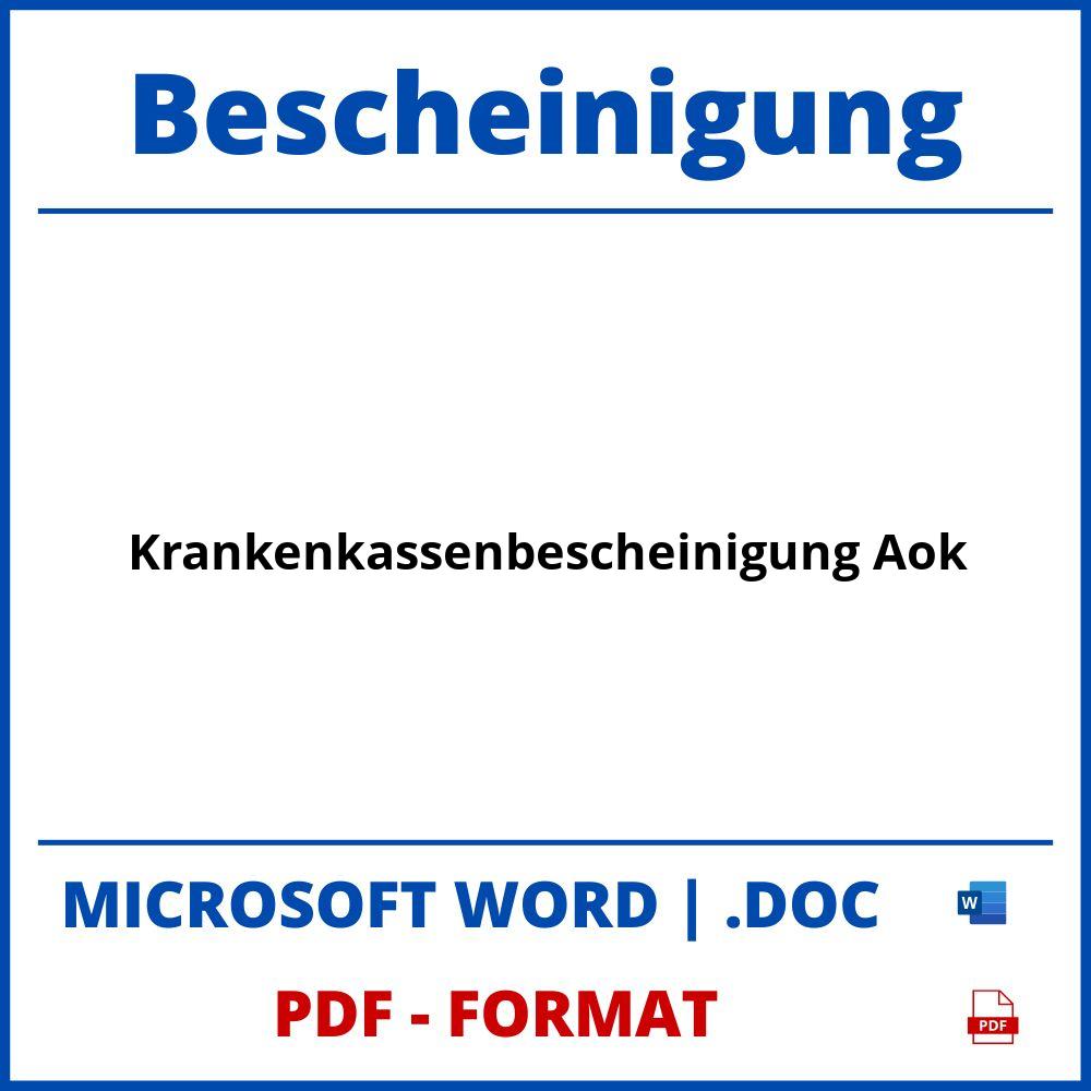 Krankenkassenbescheinigung Aok
