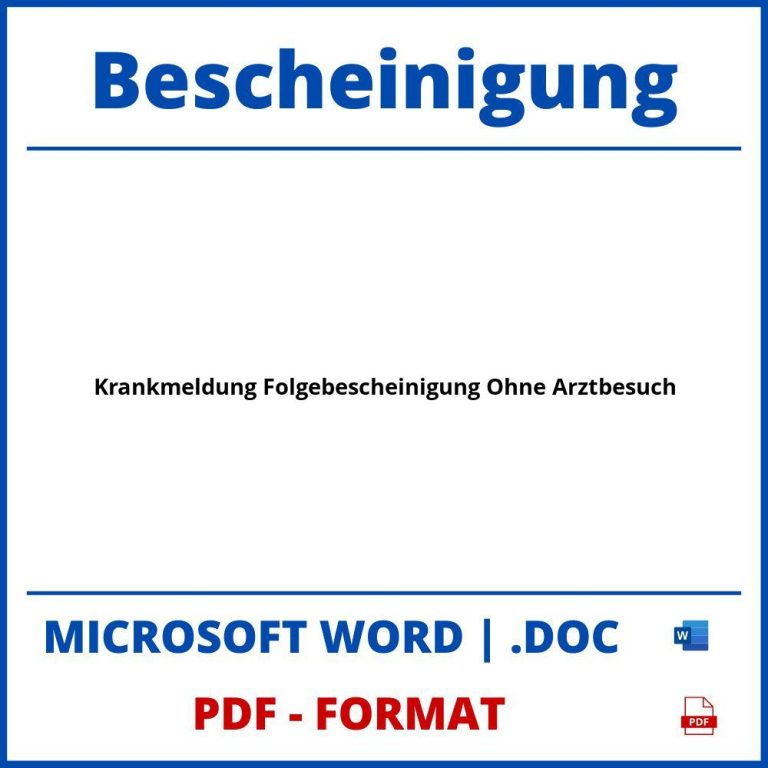Arbeitsunfähigkeitsbescheinigung Ohne Arztbesuch WORD PDF