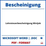 Lohnsteuerbescheinigung Minijob WORD PDF