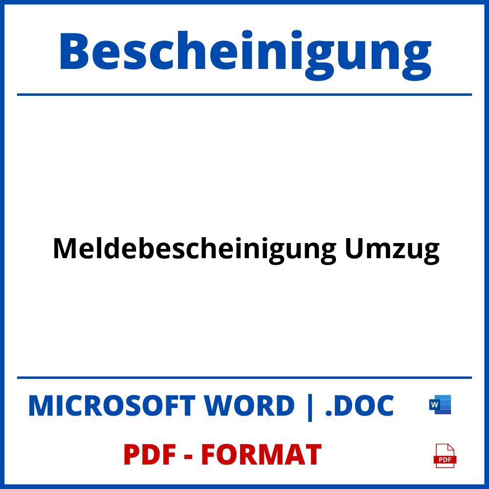 Meldebescheinigung Umzug