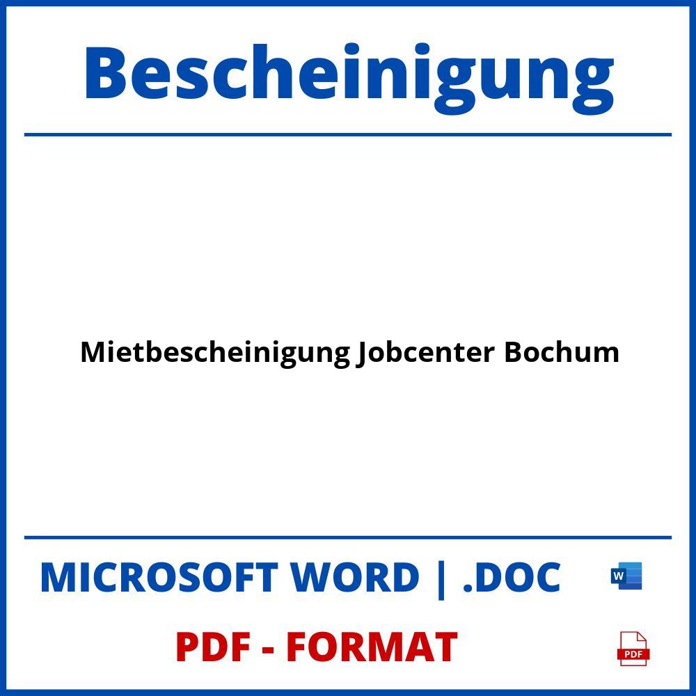 Mietbescheinigung Jobcenter Bochum