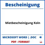 Mietbescheinigung Köln PDF WORD
