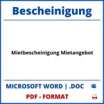 Mietbescheinigung Mietangebot Formular PDF WORD