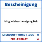 Mitgliedsbescheinigung Dak PDF WORD