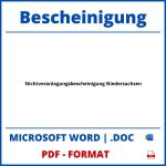 Nichtveranlagungsbescheinigung Niedersachsen PDF WORD