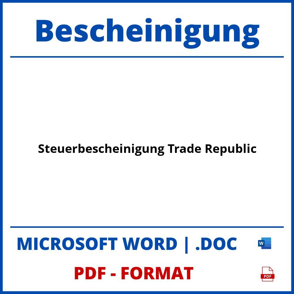 Steuerbescheinigung Trade Republic