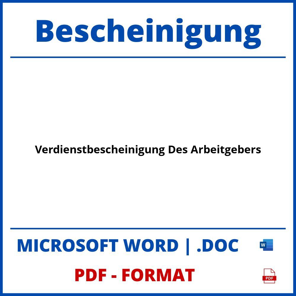 Verdienstbescheinigung Des Arbeitgebers