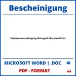 Verdienstbescheinigung Wohngeld Rheinland Pfalz WORD PDF